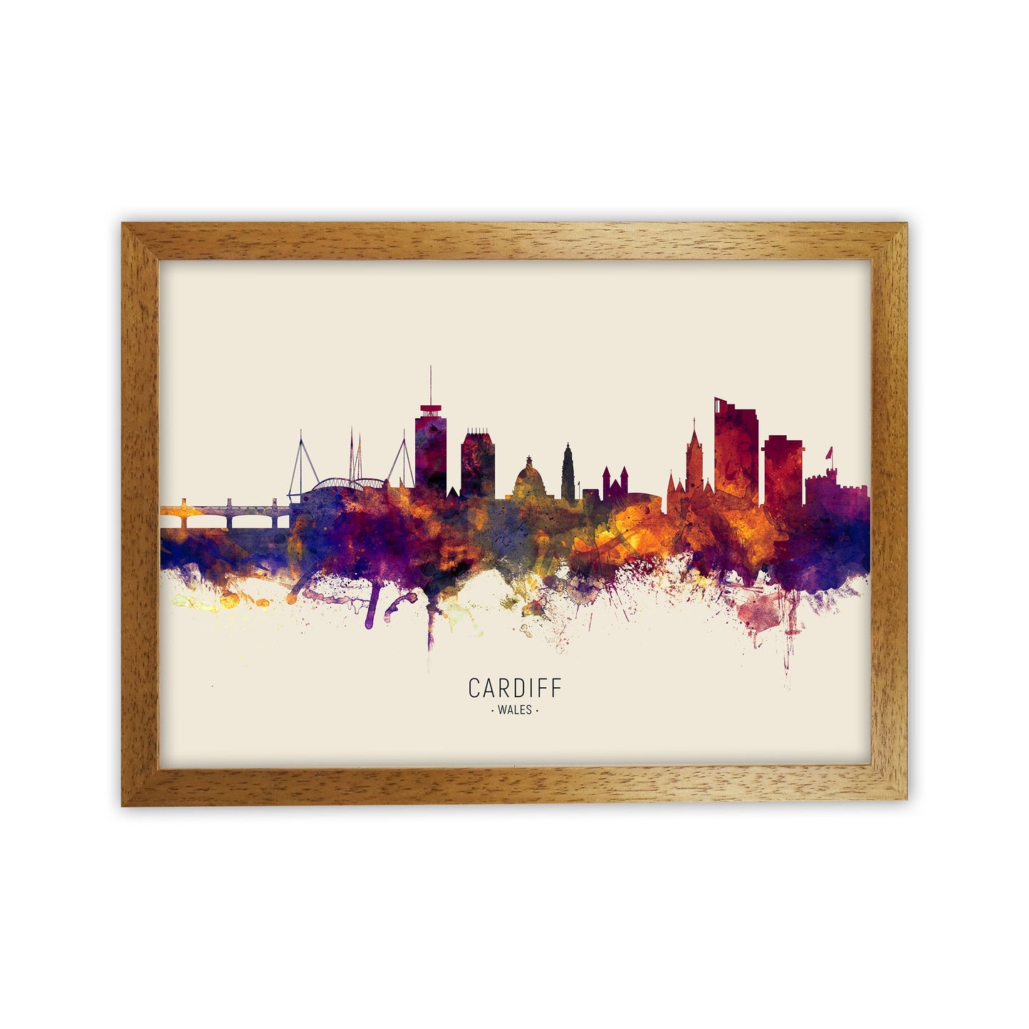 Avelena | Cardiff Wales Skyline Herbst Stadtname Kunstdruck