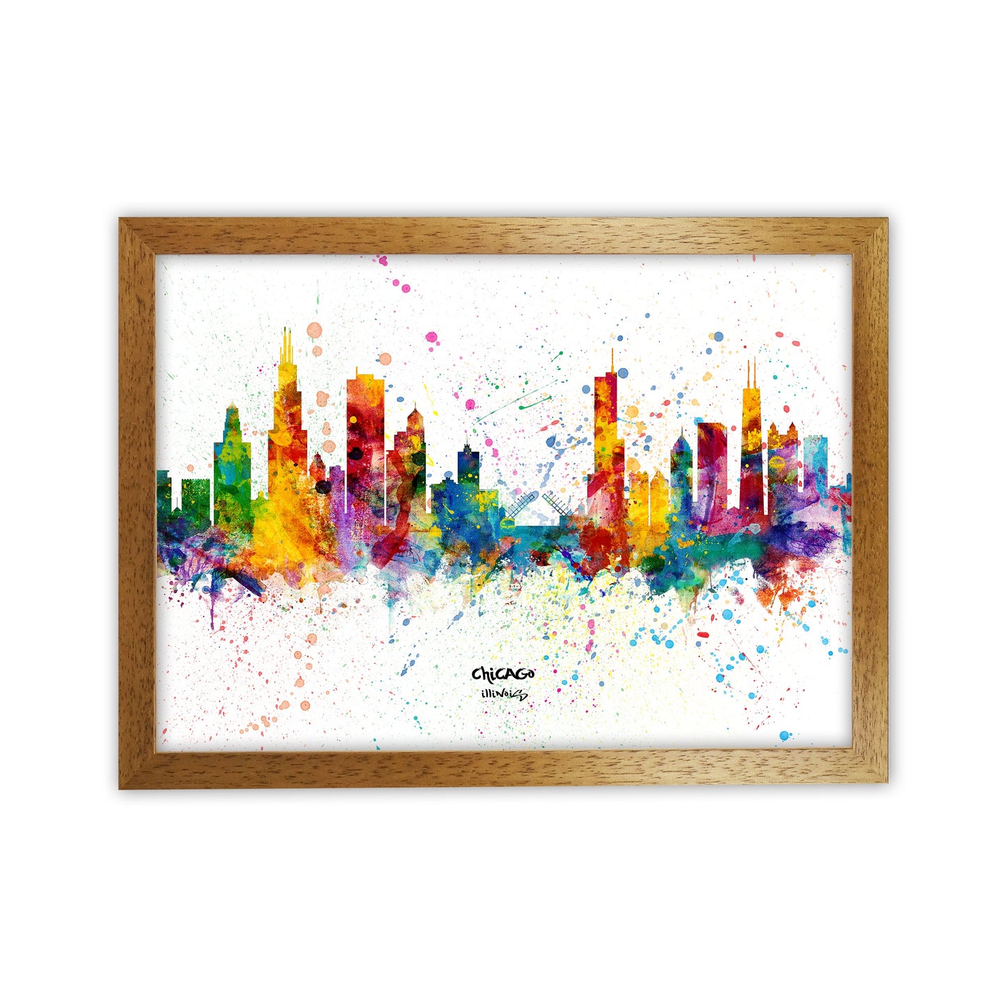 Avelena | Chicago Illinois Skyline Splash Kunst Druck
