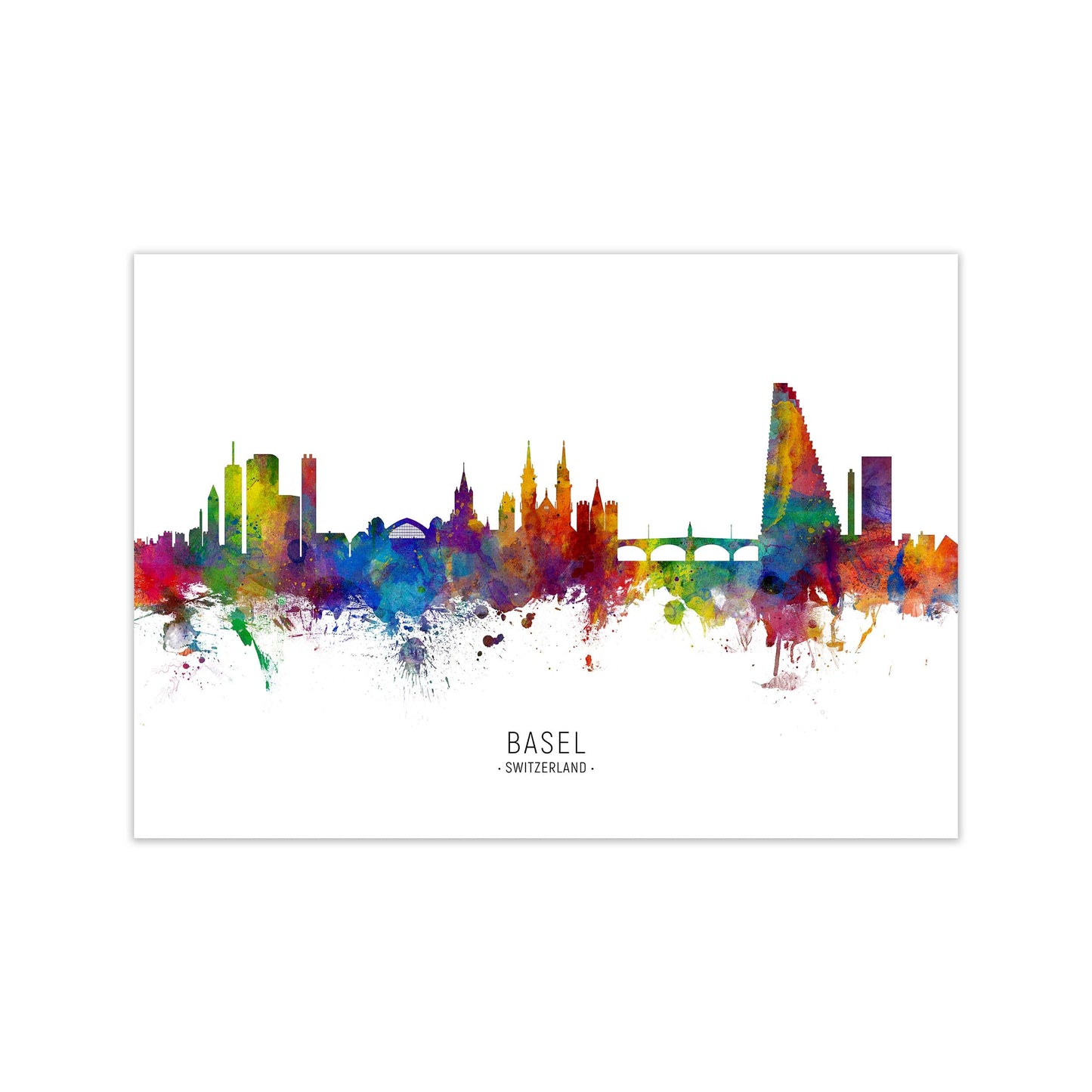 Avelena | Basel Schweiz Skyline Kunstdruck von Michael Tompsett