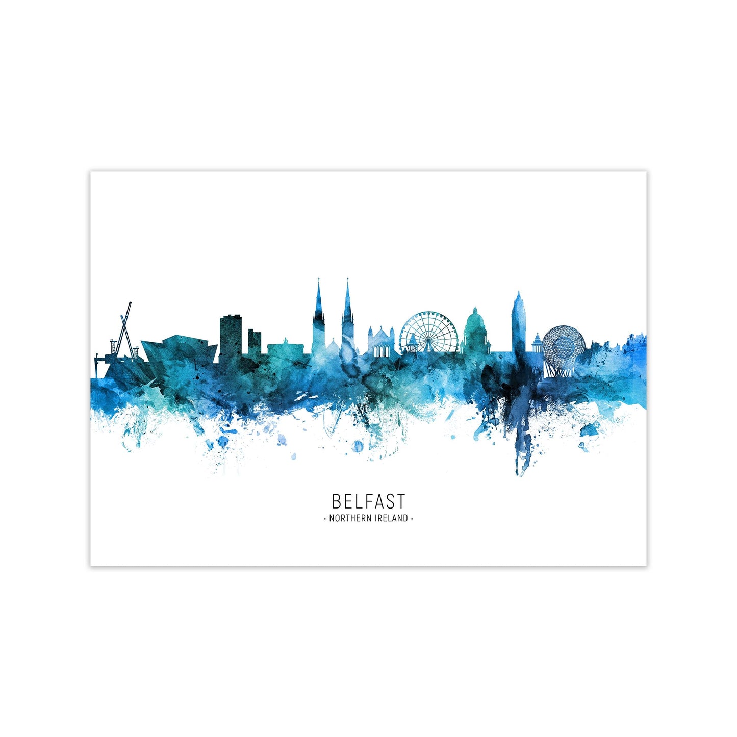 Avelena | Belfast Nordirland Skyline Blau ByName von Michael Tompsett