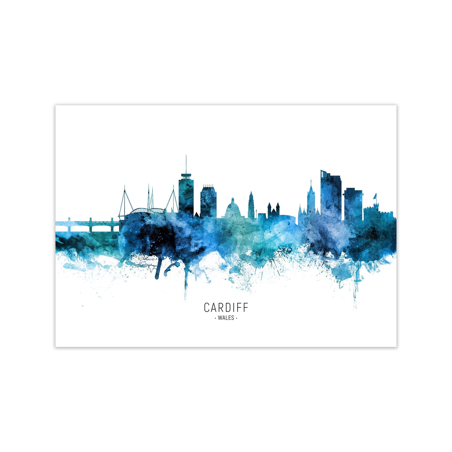 Avelena | Cardiff Wales Skyline Blau Stättenname