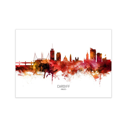 Avelena | Cardiff Wales Skyline Rot Stadtname Druck