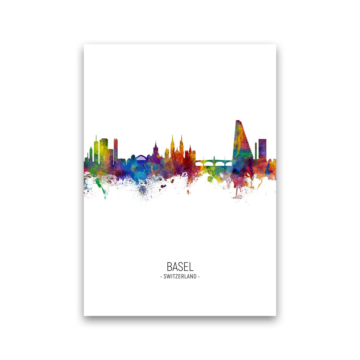 Avelena | Basel Schweiz Skyline Portrait Kunstdruck von Michael Tompsett