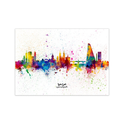 Avelena | Basel Schweiz Skyline Splash Kunstdruck von Michael Tompsett