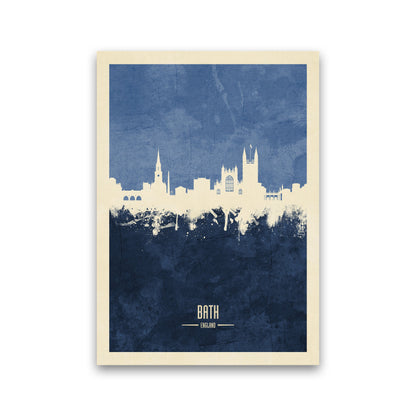 Avelena | Bad England Skyline Porträt Navy Kunstdruck von Michael Tompsett