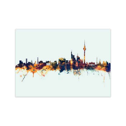 Avelena | Berlin Deutschland Skyline Blau Orange Kunsttrink von Michael Tompsett