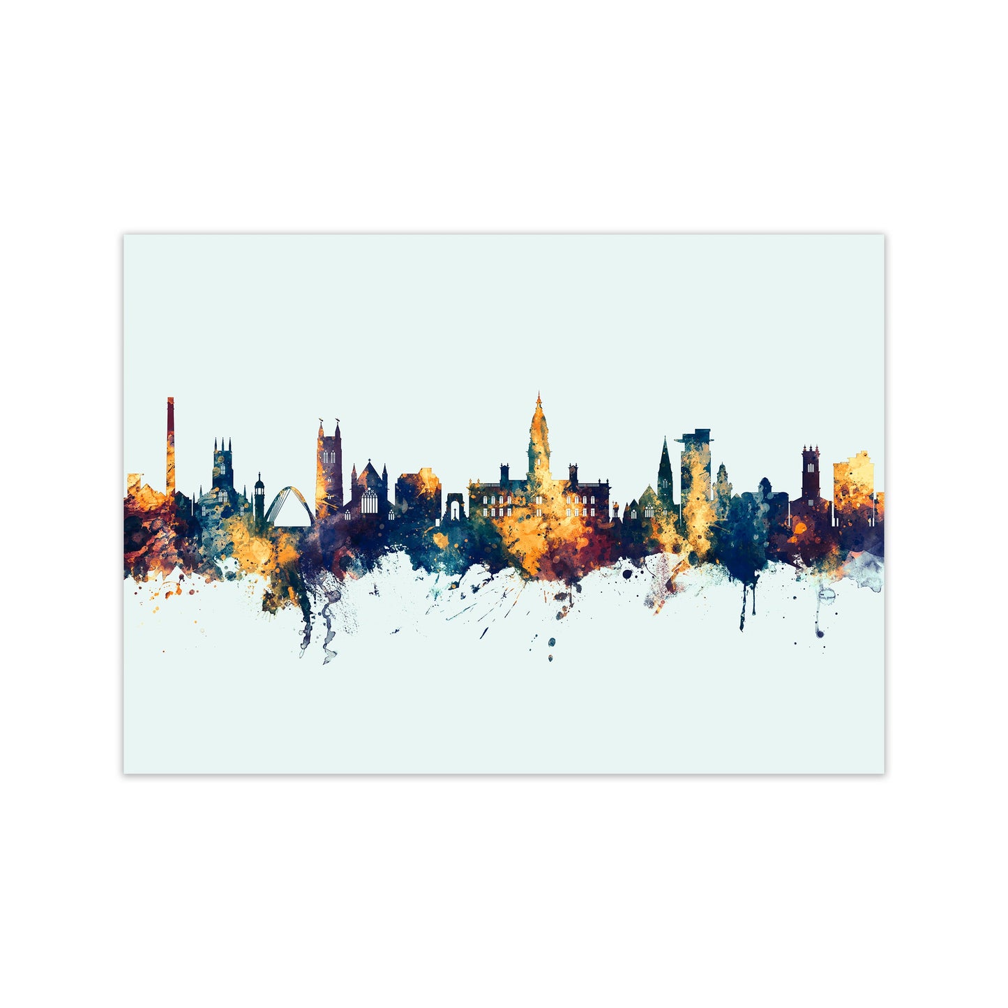 Avelena | Bolton England Skyline Blau Orange Kunstdruck