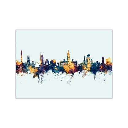Avelena | Bolton England Skyline Blau Orange Kunstdruck