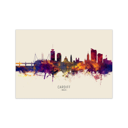 Avelena | Cardiff Wales Skyline Herbst Stadtname Kunstdruck