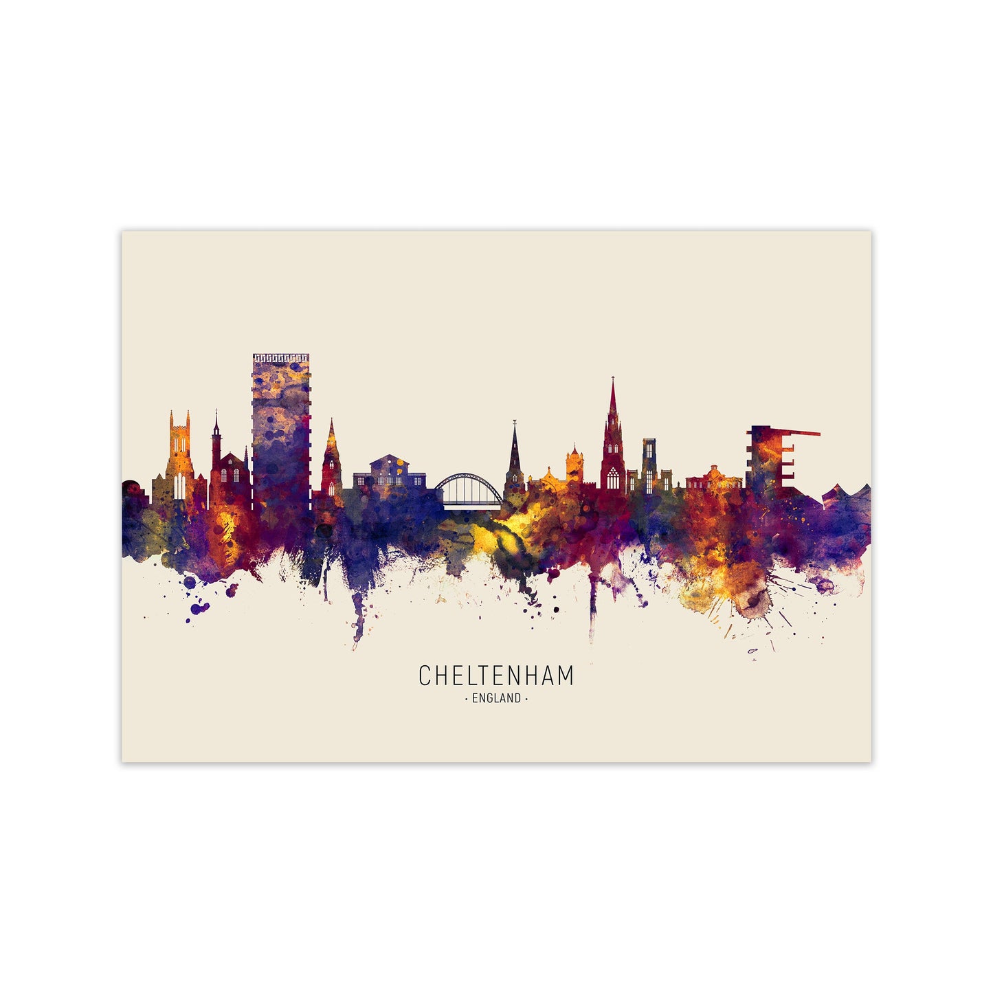 Avelena | Cheltenham England Skyline Herbst Von Name Kunst Druck