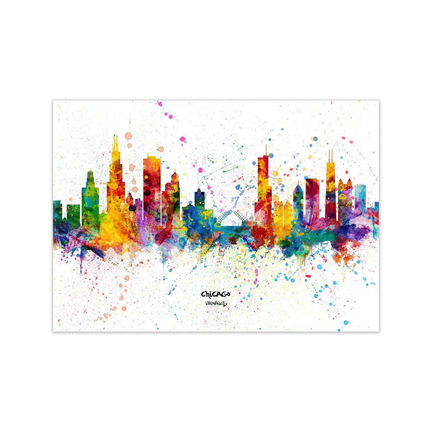Avelena | Chicago Illinois Skyline Splash Kunst Druck