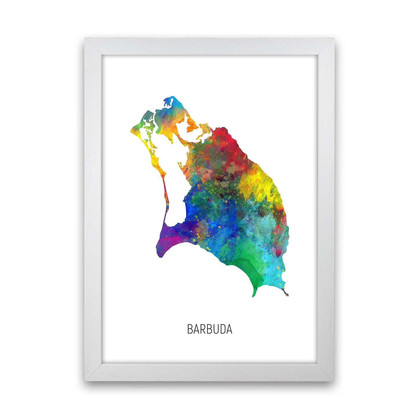 Avelena | Barbuda Aquarellkarte Kunstdruck von Michael Tompsett