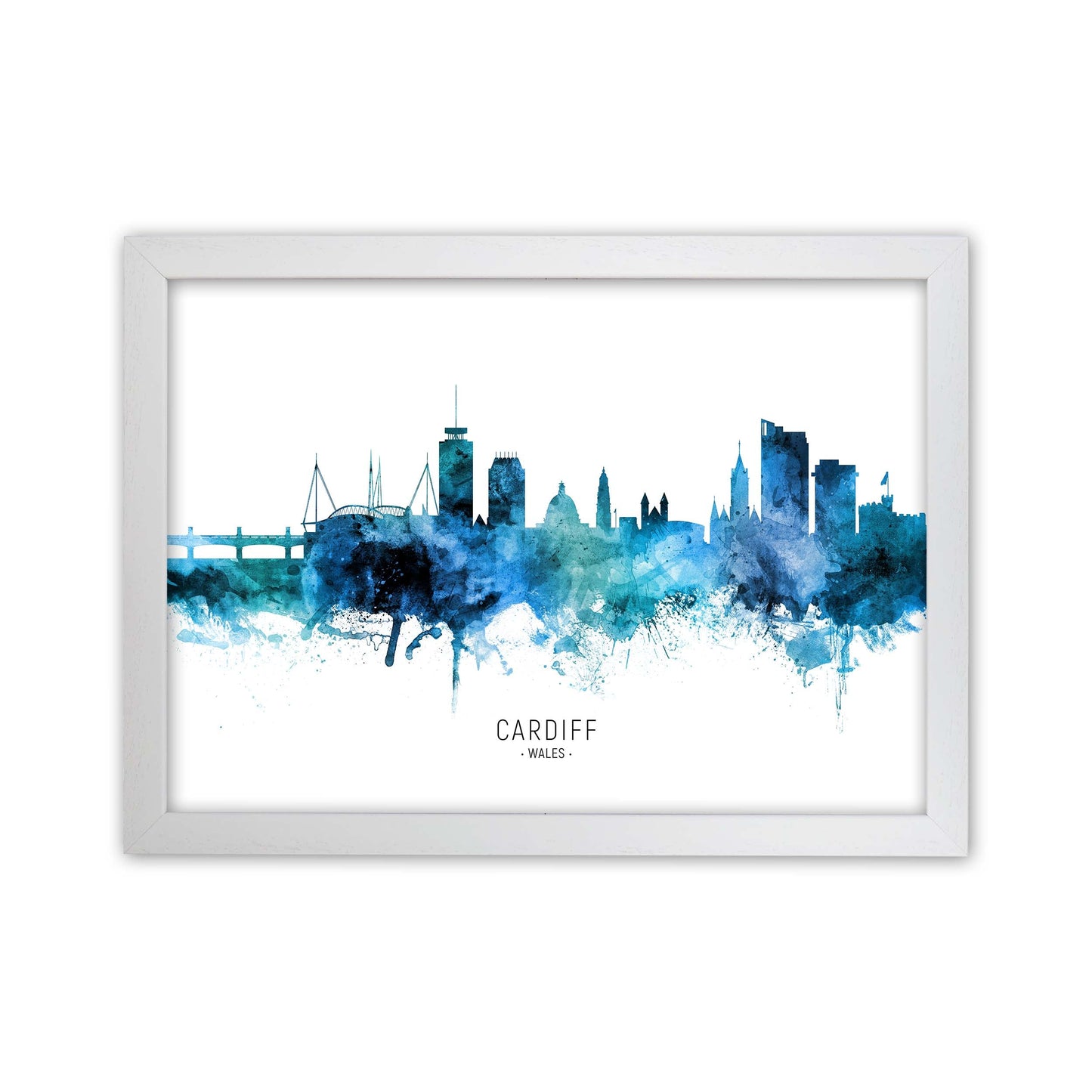 Avelena | Cardiff Wales Skyline Blau Stättenname