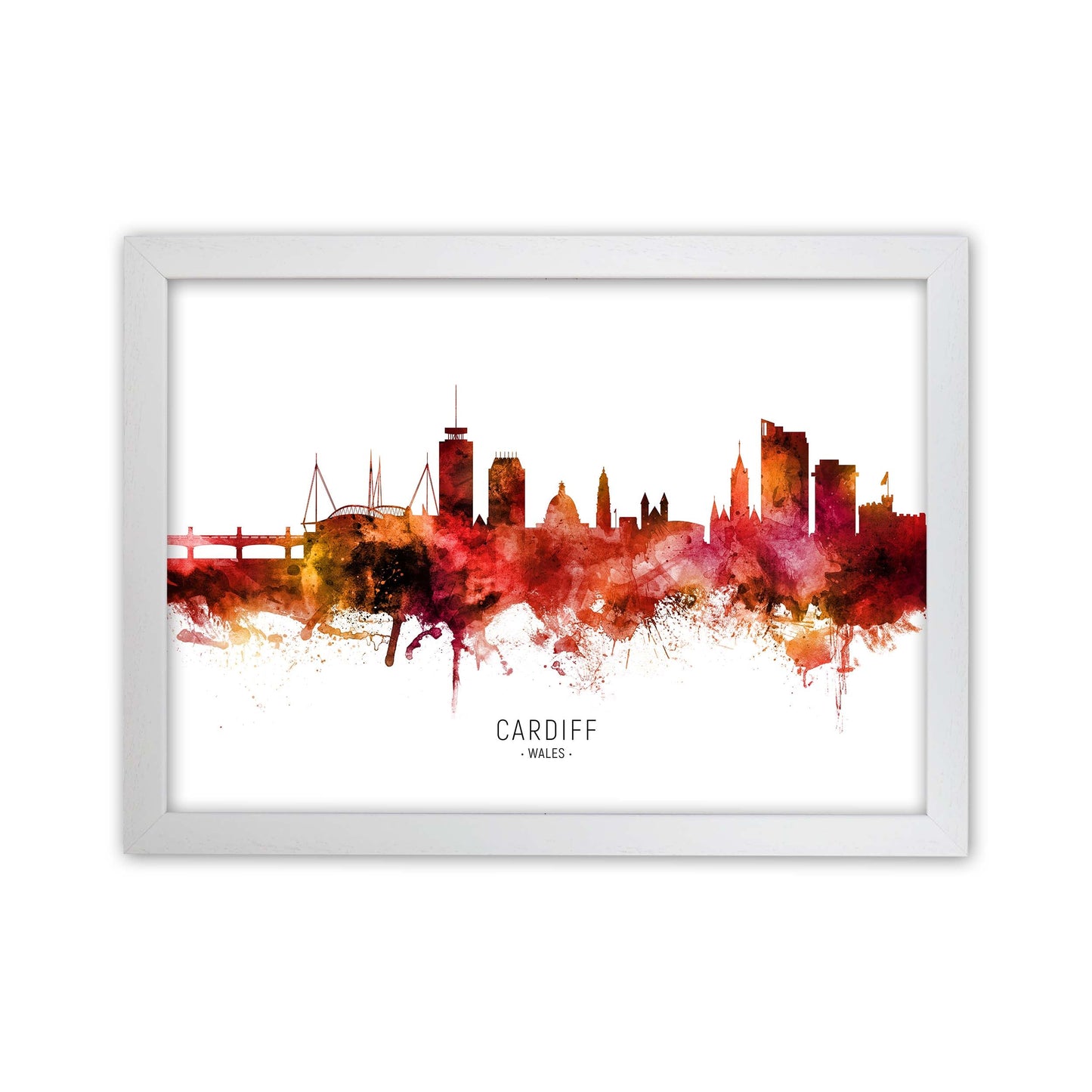 Avelena | Cardiff Wales Skyline Rot Stadtname Druck
