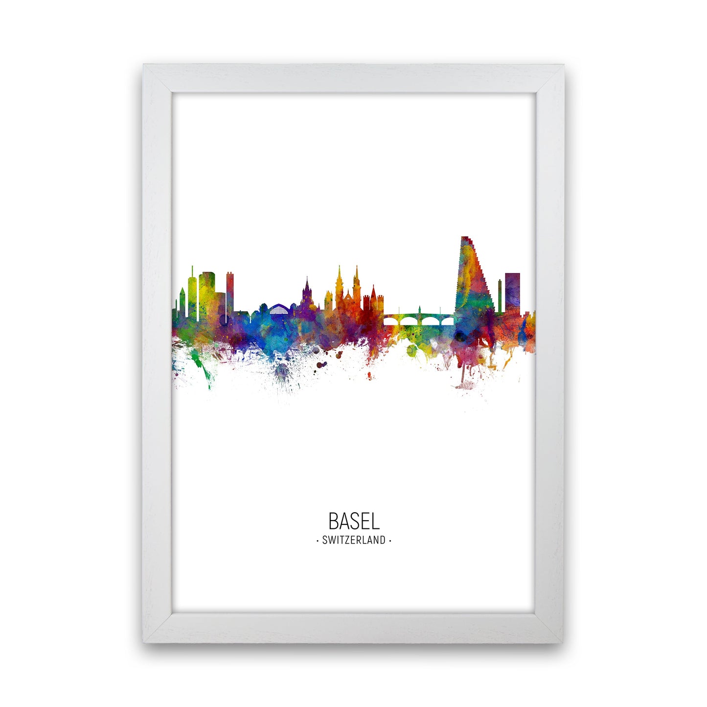Avelena | Basel Schweiz Skyline Portrait Kunstdruck von Michael Tompsett