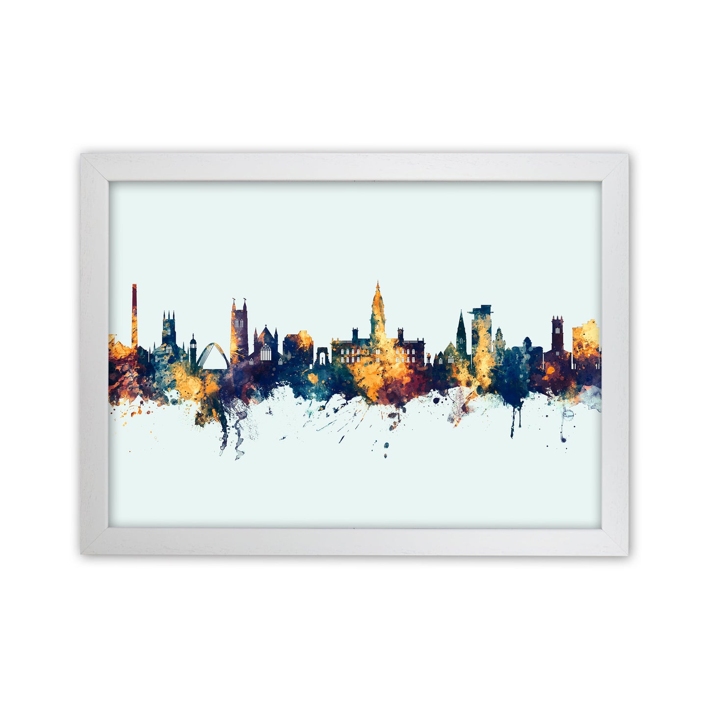 Avelena | Bolton England Skyline Blau Orange Kunstdruck