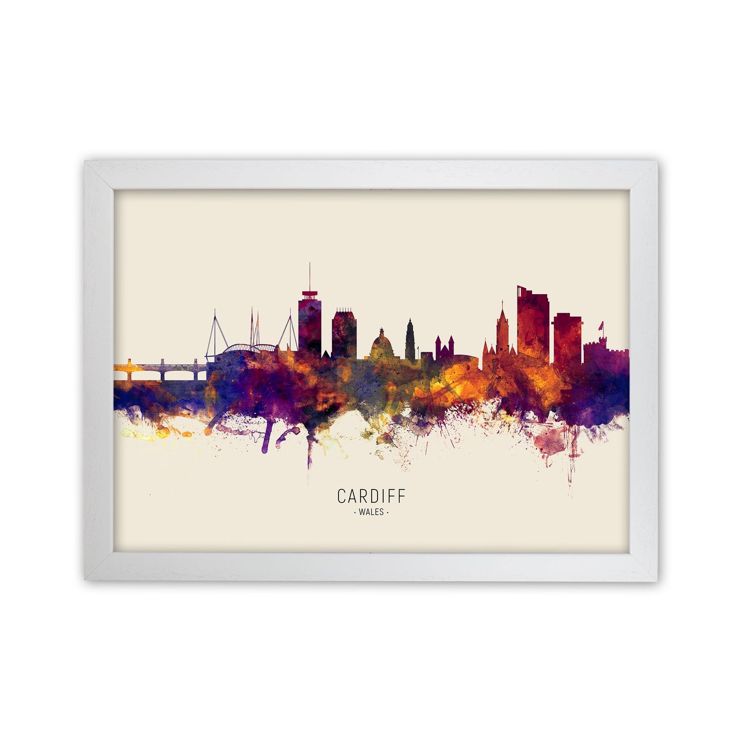 Avelena | Cardiff Wales Skyline Herbst Stadtname Kunstdruck