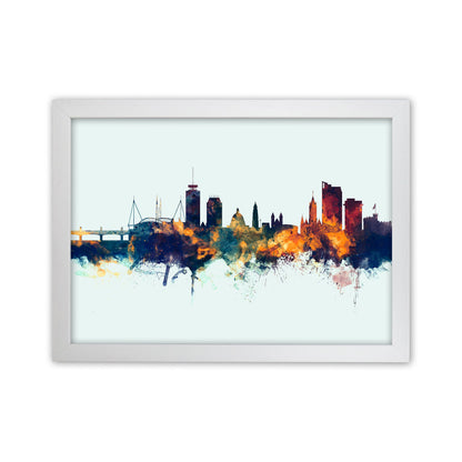 Avelena | Cardiff Wales Skyline Blau Orange Kunstdruck