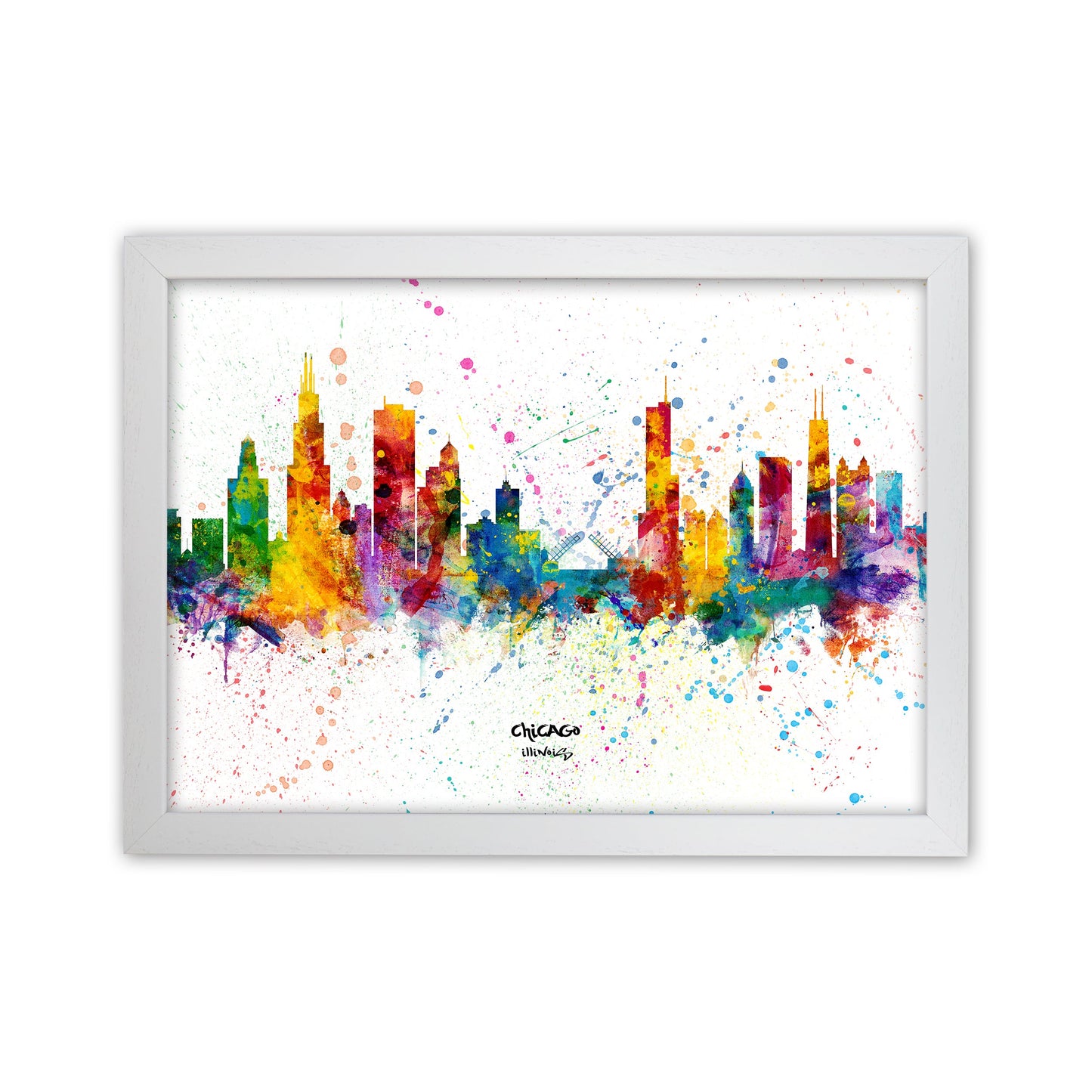 Avelena | Chicago Illinois Skyline Splash Kunst Druck