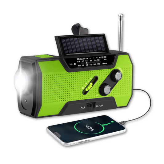 Avelena | All-in-One Notfallradio | 4000mAh Batterie, Solar- und Handkurbelaufladung für Outdoor-Abenteuer und Notfallvorsorge