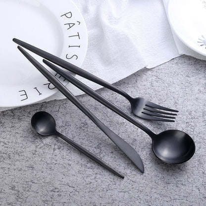 Avelena | Set aus mattschwarzen Onyx-Besteck (24 Teile) - LustreNoir