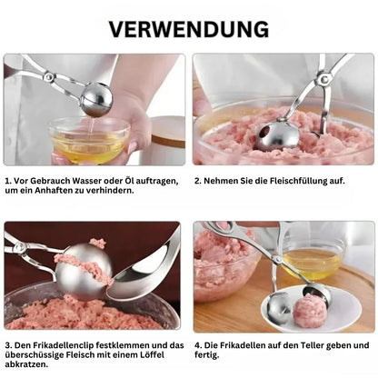 Avelena | Edelstahl-Fleischballformer – Fleischbällchen Zange für perfekte Hackbällchen