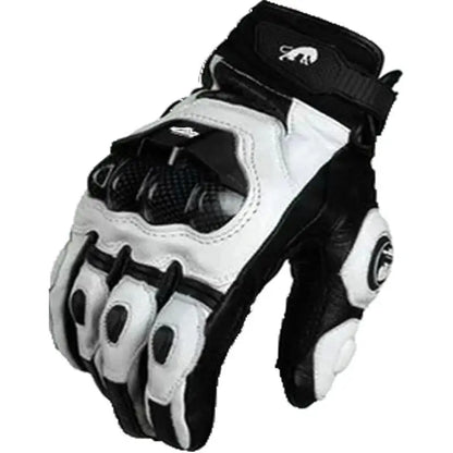 Avelena | Herren Schwarze Leder Motorradhandschuhe – Racing Stil