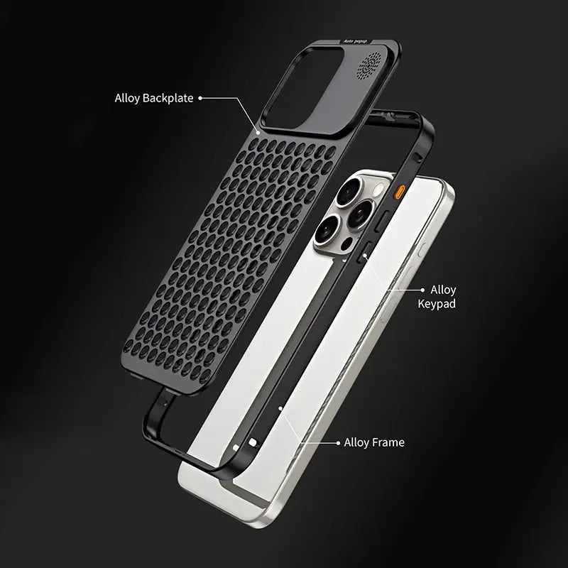 Avelena | Atemberaubende Parfüm Aluminiumlegierung Wärmeableitung Handyhülle für iPhone 12 13 14 15 Pro Max Plus abnehmbarer Schutzdeckel
