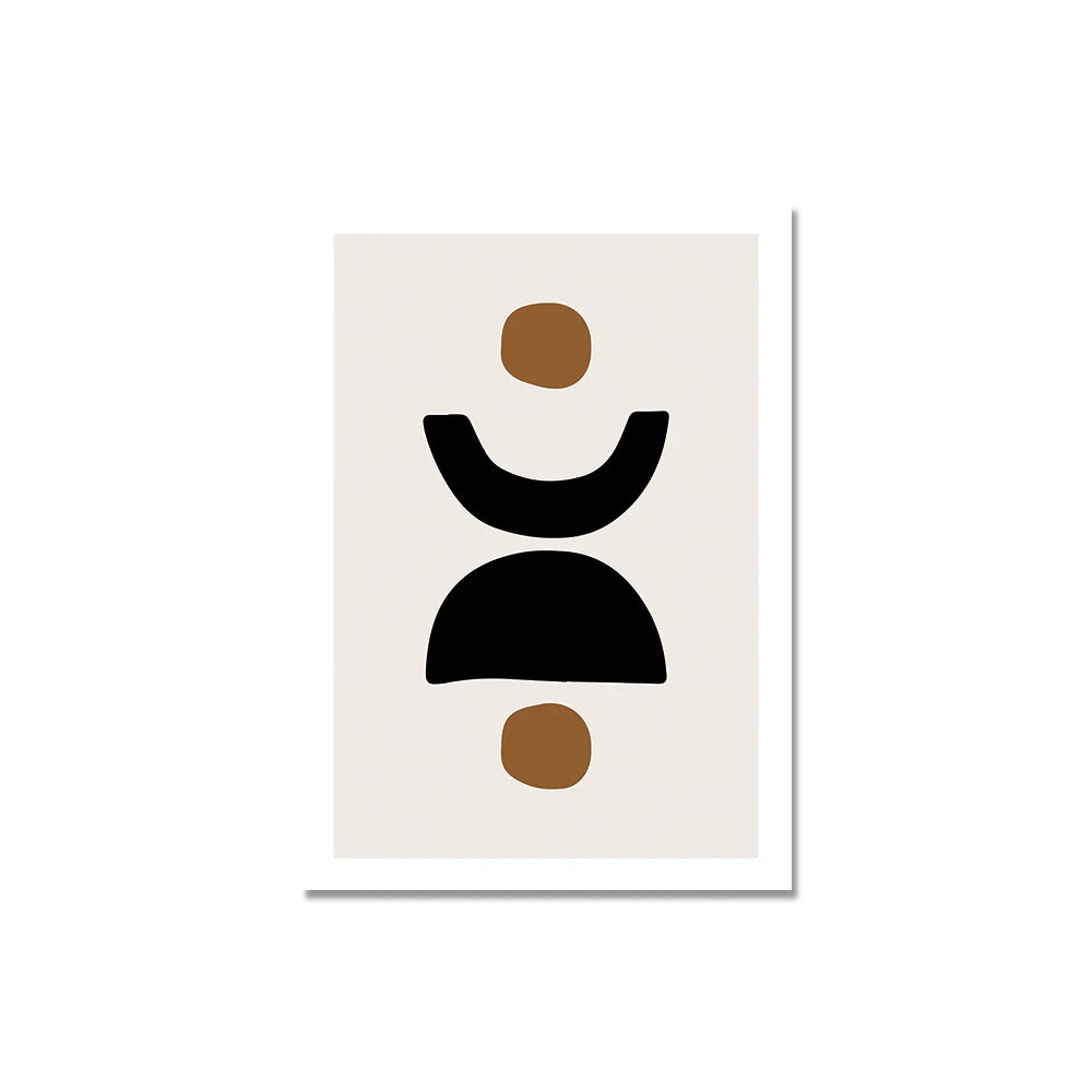 Avelena | Minimalistische Abstrakte Elemente Wandkunst Fine Art Leinwanddruck Schwarz Braun Neutrale Farben Bilder für Modernes Apartment Wohnzimmer Dekor