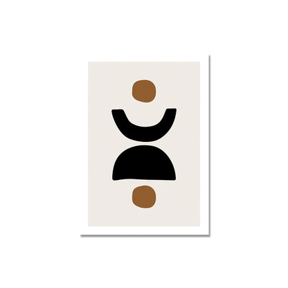 Avelena | Minimalistische Abstrakte Elemente Wandkunst Fine Art Leinwanddruck Schwarz Braun Neutrale Farben Bilder für Modernes Apartment Wohnzimmer Dekor
