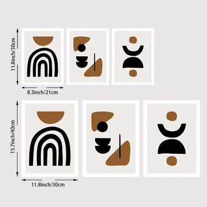 Avelena | Minimalistische Abstrakte Elemente Wandkunst Fine Art Leinwanddruck Schwarz Braun Neutrale Farben Bilder für Modernes Apartment Wohnzimmer Dekor