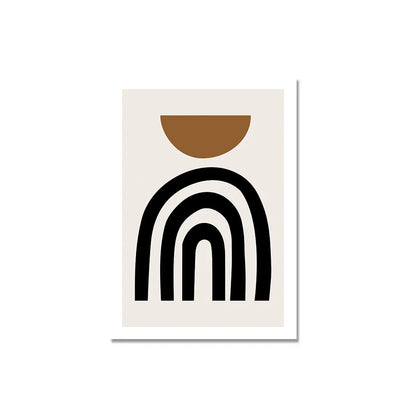 Avelena | Minimalistische Abstrakte Elemente Wandkunst Fine Art Leinwanddruck Schwarz Braun Neutrale Farben Bilder für Modernes Apartment Wohnzimmer Dekor