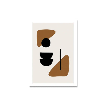 Avelena | Minimalistische Abstrakte Elemente Wandkunst Fine Art Leinwanddruck Schwarz Braun Neutrale Farben Bilder für Modernes Apartment Wohnzimmer Dekor