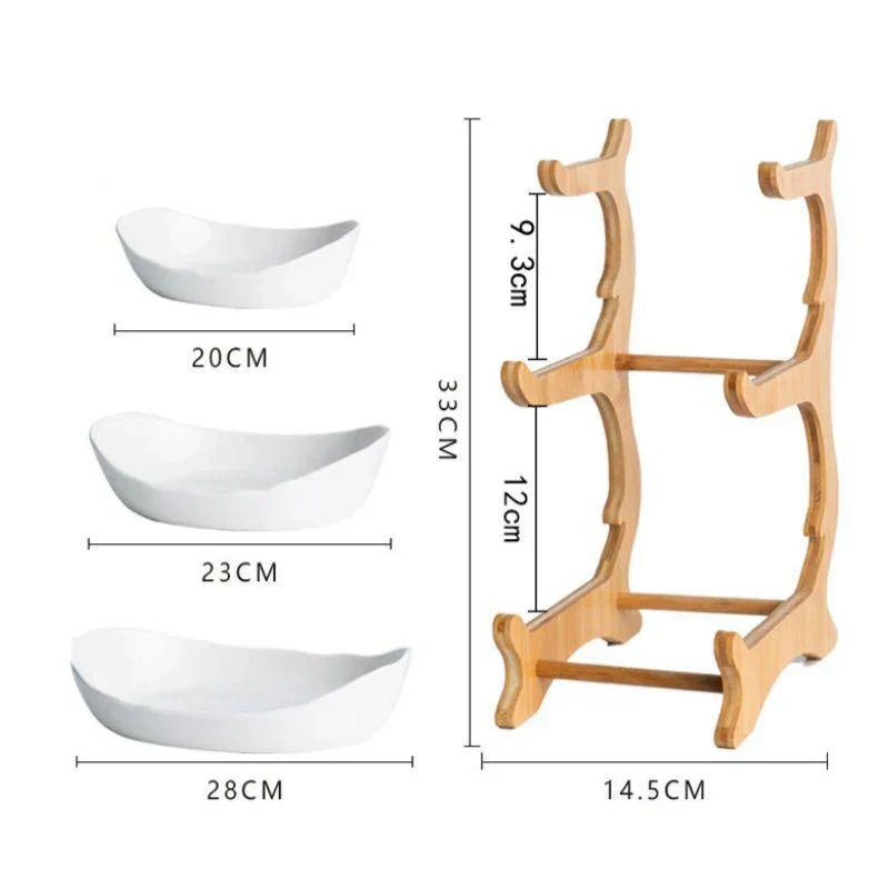 Avelena | BambuNest – Modernes Bambus-Obstkorb mit abnehmbaren Tabletts & Mehrere Ebenen Design