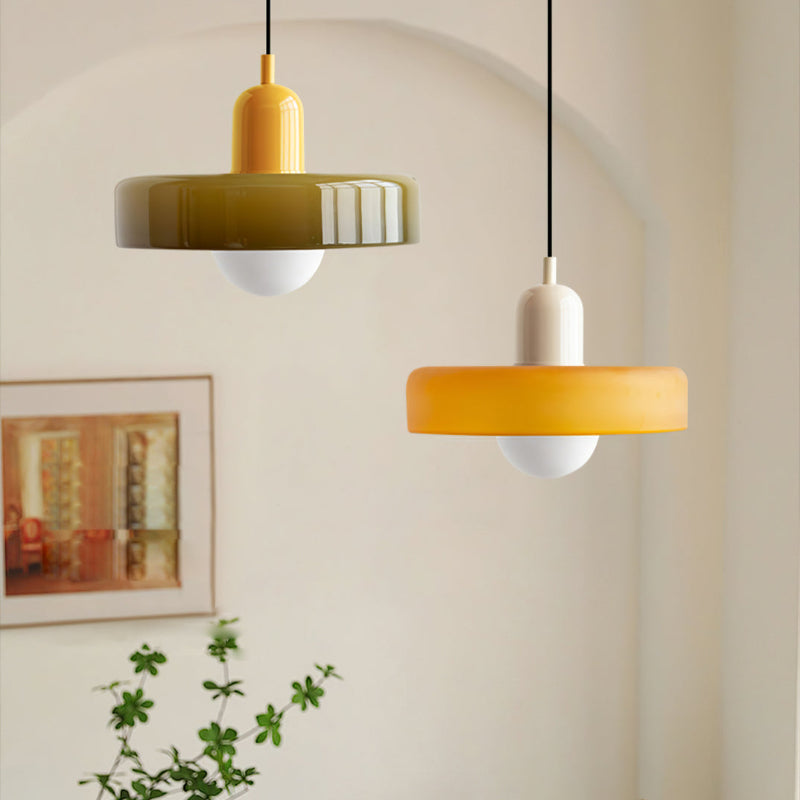 Avelena |  Pendelleuchte aus farbigem Glas | Elegante Hängeleuchte im Bauhaus-Stil | Designlampe für Wohnzimmer & Esszimmer