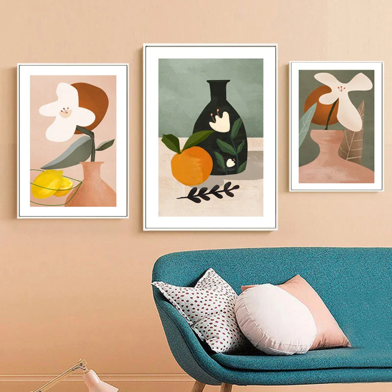 Avelena | Modern Abstrakte Florale Vase Stillleben Wandkunst Kunstdruck Bunte Bilder für Wohnzimmer Esszimmer Küchendekor