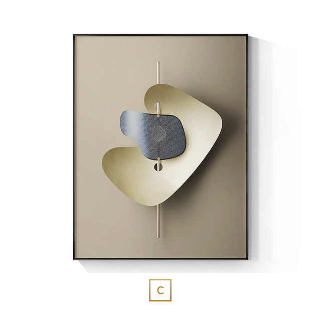 Avelena | Modern Ästhetik Abstrakte Goldene Perlen Mond Wandkunst Fine Art Leinwanddruck Schwebende Anhänger Bilder für Luxuriöses Wohnzimmer und Schlafzimmer Kunstdekoration