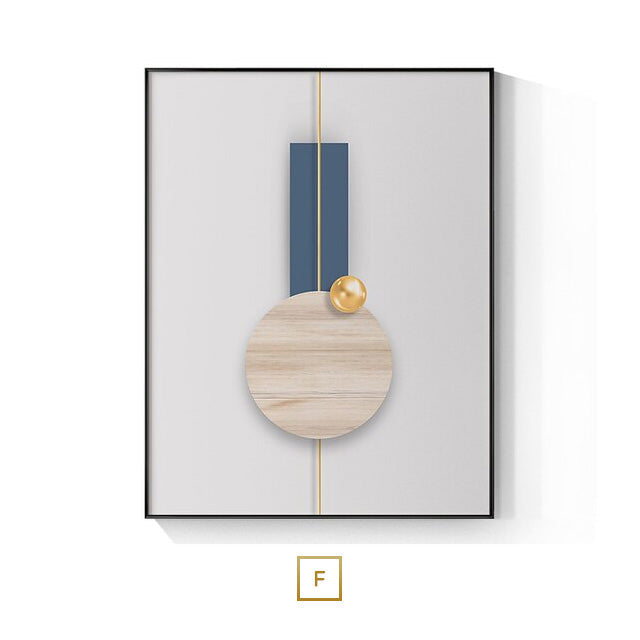 Avelena | Modern Ästhetik Abstrakte Goldene Perlen Mond Wandkunst Fine Art Leinwanddruck Schwebende Anhänger Bilder für Luxuriöses Wohnzimmer und Schlafzimmer Kunstdekoration