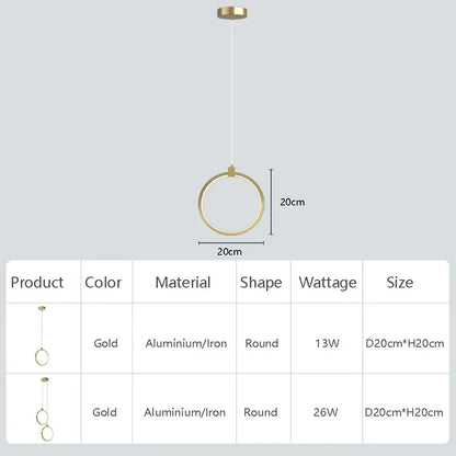 Avelena | Elegante Doppelte Ring Hängeleuchte | DuoGlow