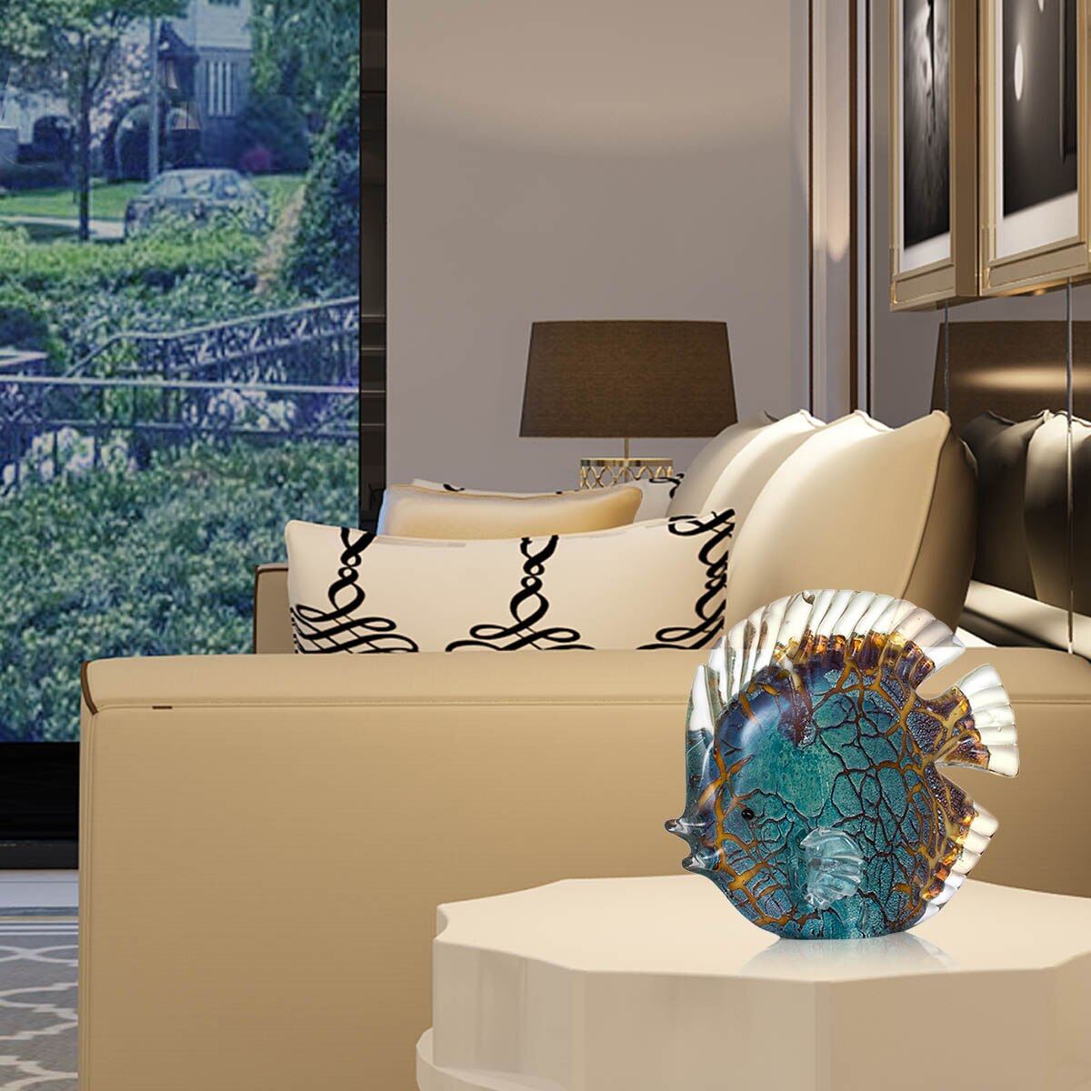 Avelena | Mehrfarbig Gepunktet Tropischer Fisch Delikate Glas Skulptur Elegante Wohnungsdekoration Glas Fisch Exquisite Raum Wohnungsdekoration Handwerk