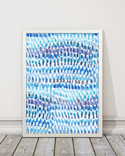 Avelena | Artsy Strokes Streifen Bunt Blau Abstrakt Kunstdokument