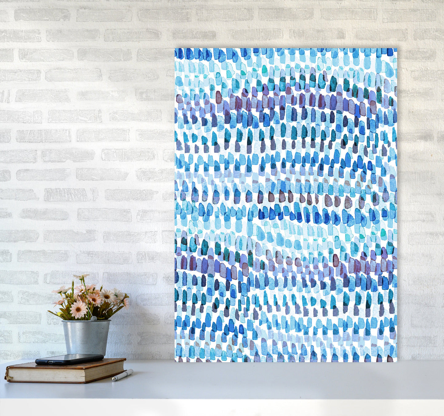 Avelena | Artsy Strokes Streifen Bunt Blau Abstrakt Kunstdokument