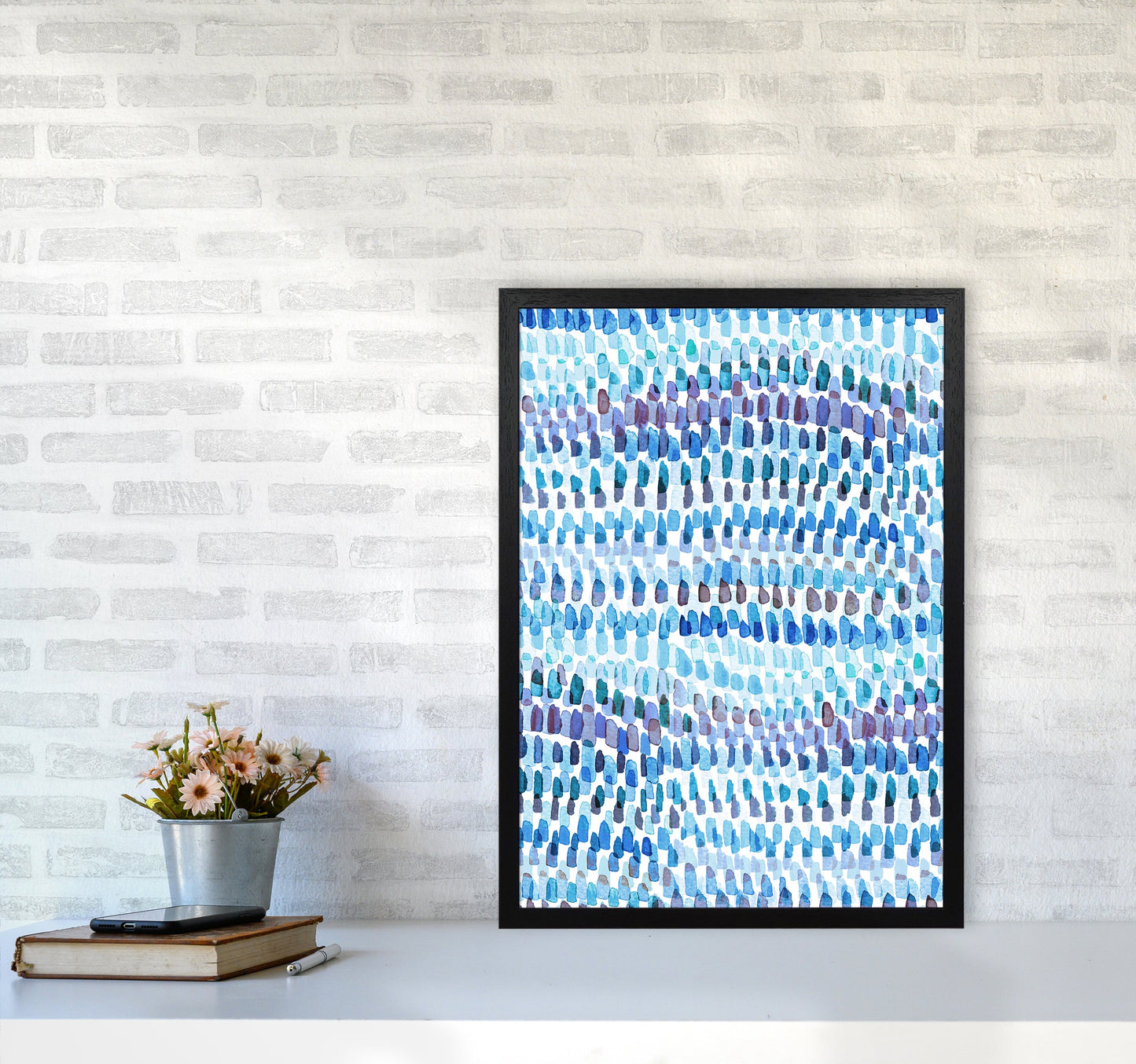 Avelena | Artsy Strokes Streifen Bunt Blau Abstrakt Kunstdokument