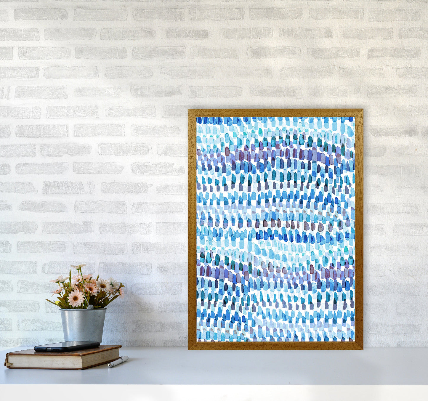 Avelena | Artsy Strokes Streifen Bunt Blau Abstrakt Kunstdokument