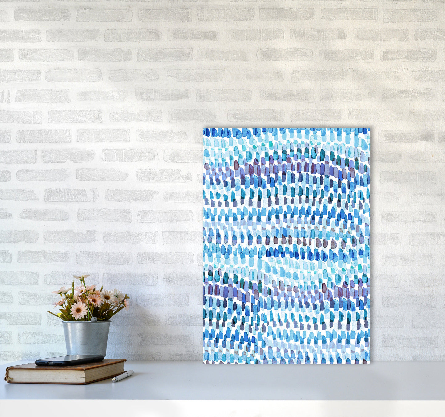 Avelena | Artsy Strokes Streifen Bunt Blau Abstrakt Kunstdokument