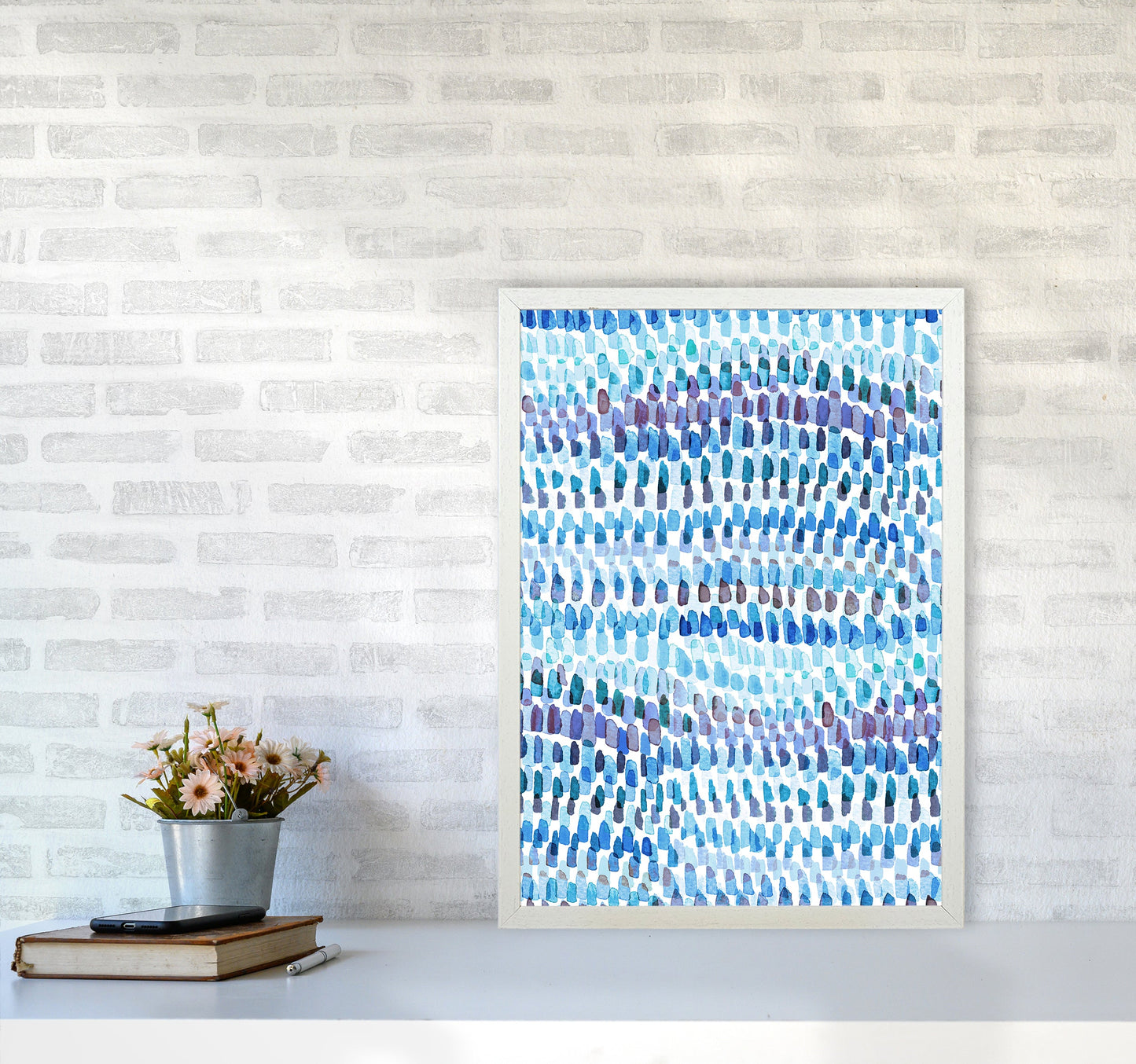 Avelena | Artsy Strokes Streifen Bunt Blau Abstrakt Kunstdokument