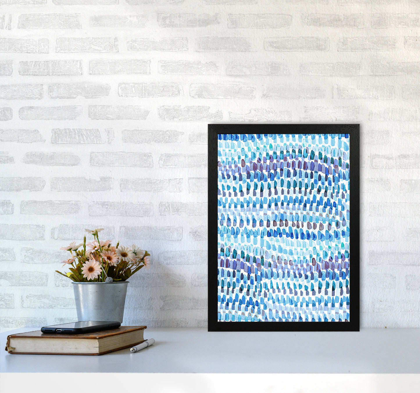 Avelena | Artsy Strokes Streifen Bunt Blau Abstrakt Kunstdokument