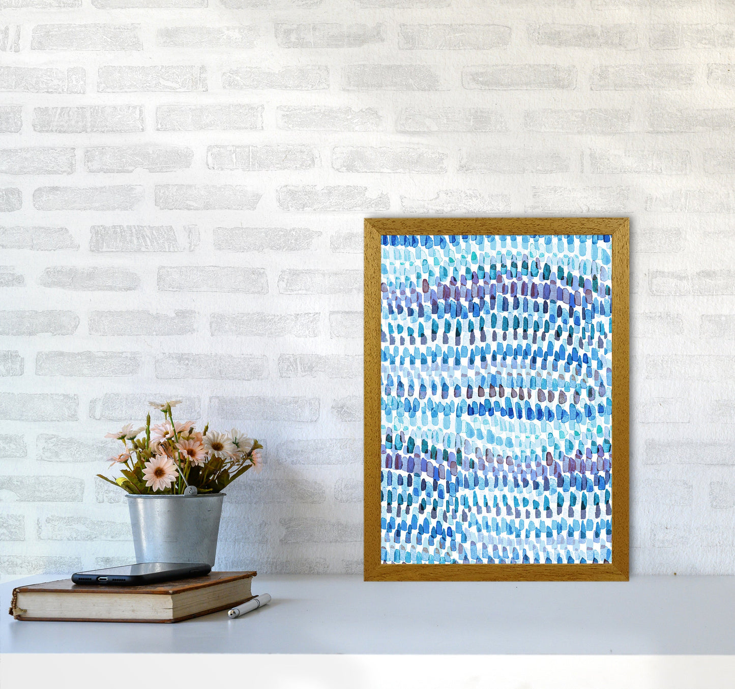 Avelena | Artsy Strokes Streifen Bunt Blau Abstrakt Kunstdokument