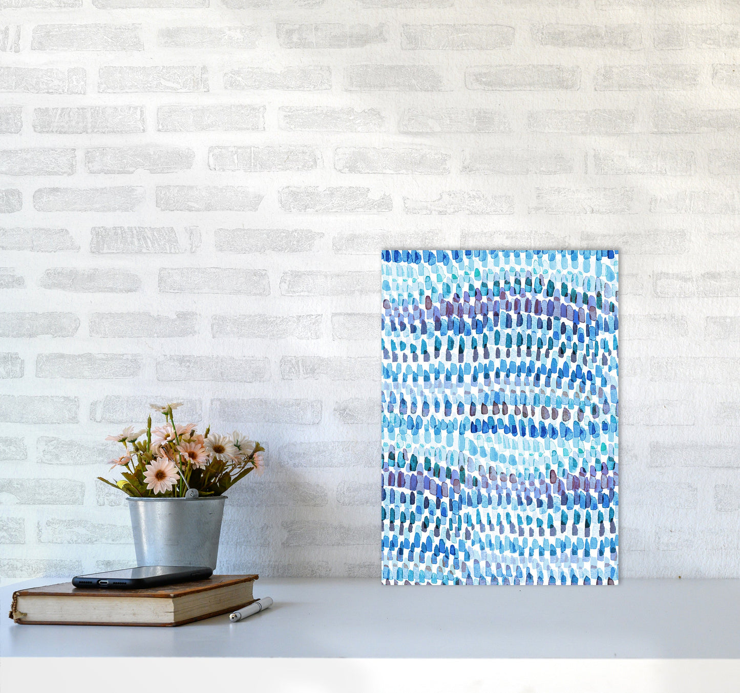 Avelena | Artsy Strokes Streifen Bunt Blau Abstrakt Kunstdokument