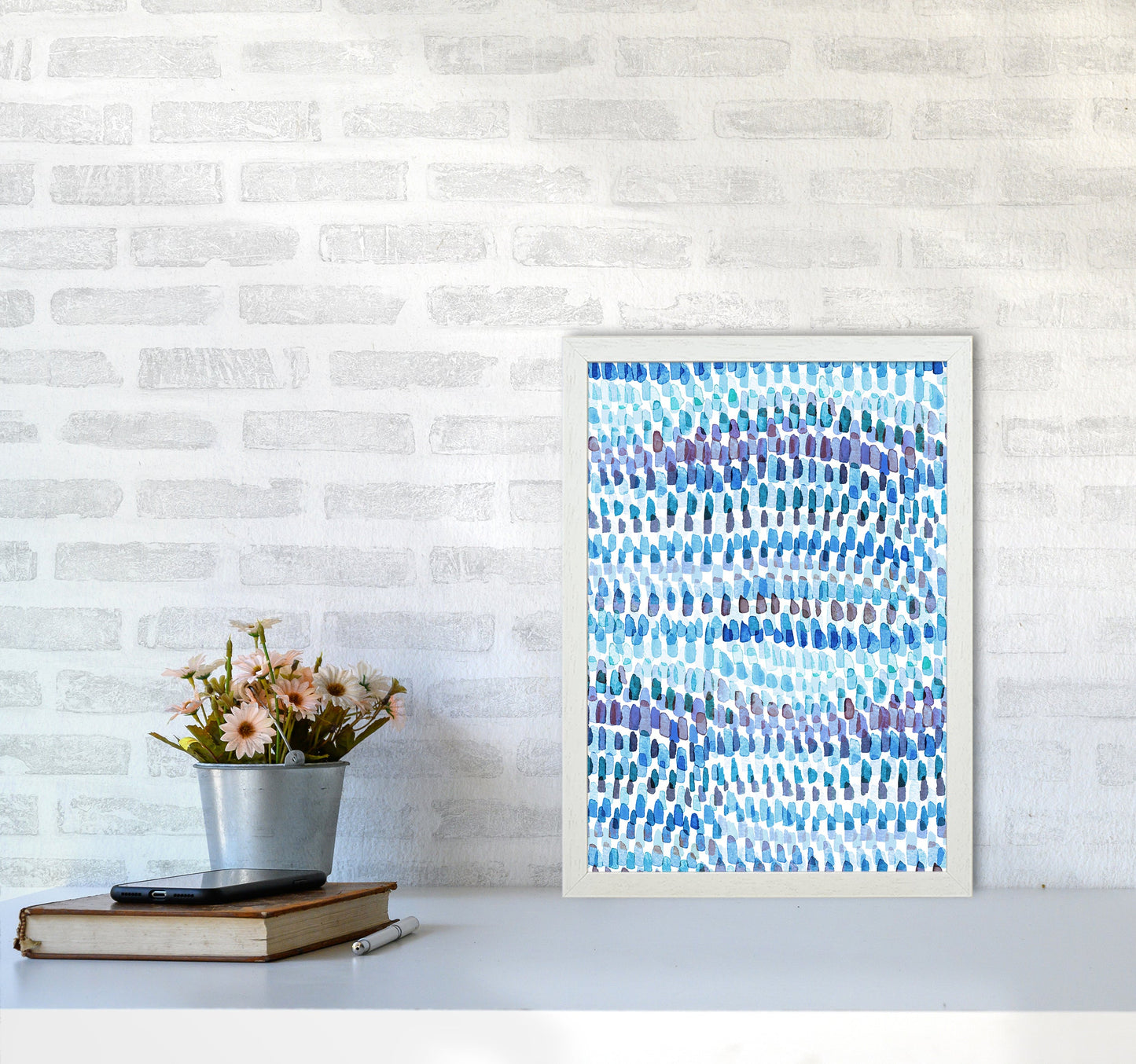 Avelena | Artsy Strokes Streifen Bunt Blau Abstrakt Kunstdokument
